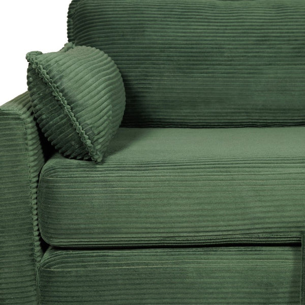English Elm 2-in-1 Corduroy Loveseat Sleeper with Storage Converts for Living Room or Studio Dark Green W2715P409863
