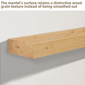 English Elm Fireplace Mantel, 60" Handcrafted Solid Pine Floating Shelf, Lightweight Wall Display For Rustic Elegance T3210P391510