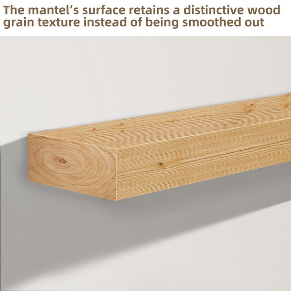 English Elm Fireplace Mantel, 60" Handcrafted Solid Pine Floating Shelf, Lightweight Wall Display For Rustic Elegance T3210P391510