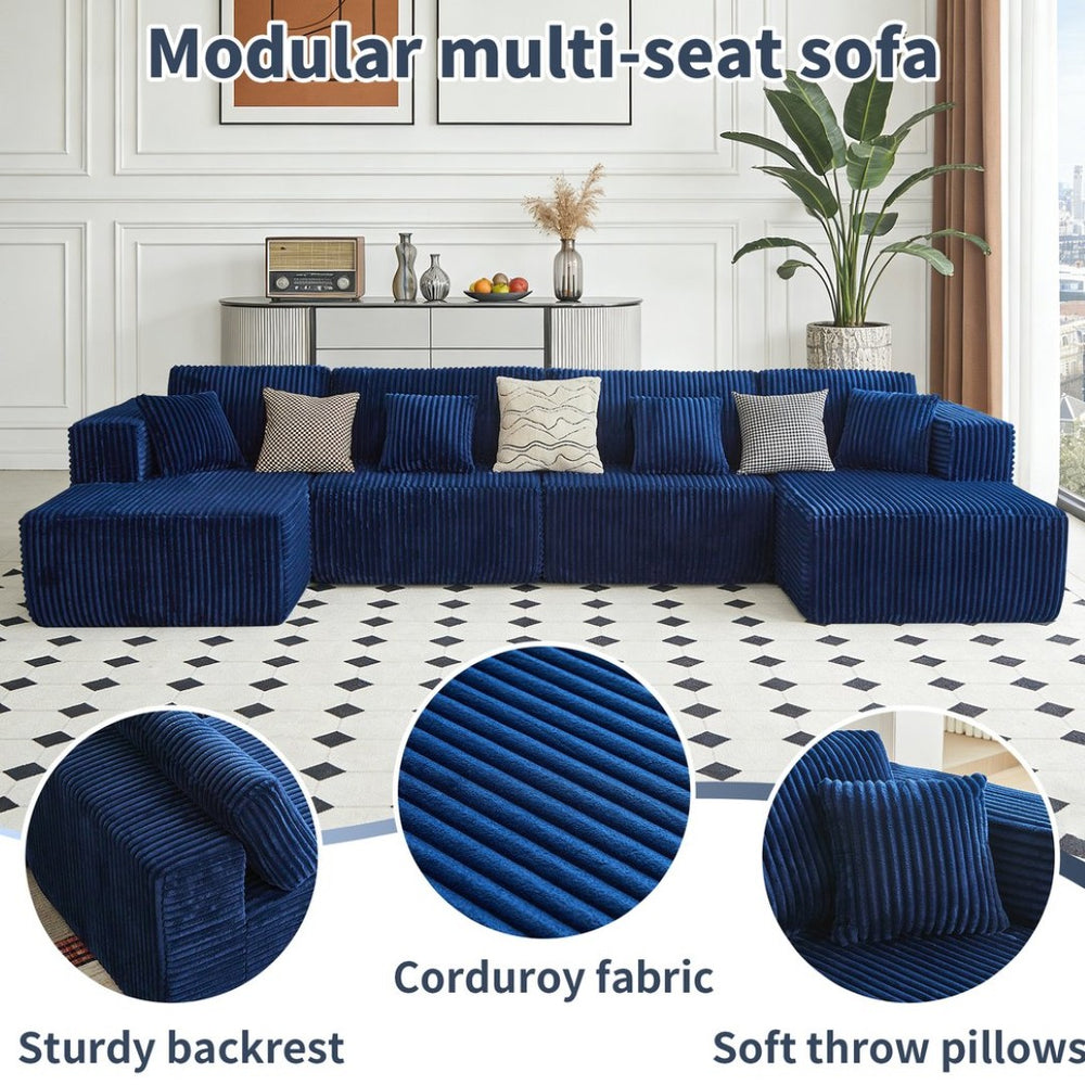 English Elm Corduroy Cloud Modular Sectional with Deep Foam Seats and Flannel Upholstery for Living Rooms W1765S00127
