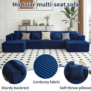 English Elm Corduroy Cloud Modular Sectional with Deep Foam Seats and Flannel Upholstery for Living Rooms W1765S00127