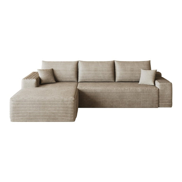 Camel Corduroy Modular L-shaped Sectional Sofa with Chaise for Modern Living Room Comfort