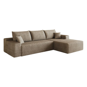 Camel Corduroy Modular L-shaped Sectional Sofa with Chaise for Modern Living Room Comfort