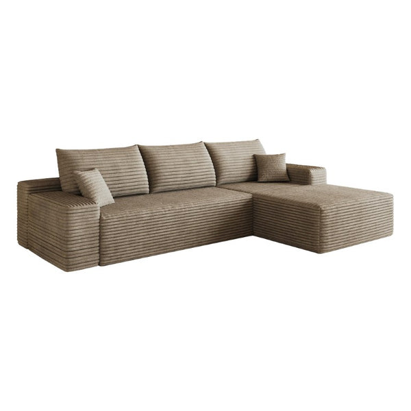 Camel Corduroy Modular L-shaped Sectional Sofa with Chaise for Modern Living Room Comfort