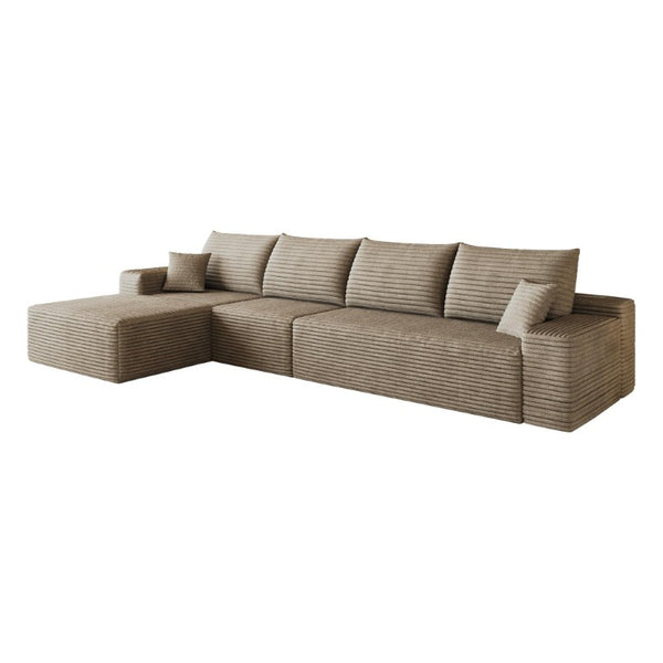 Camel Corduroy Modular L-shaped Sectional Sofa with Chaise for Modern Living Room Comfort