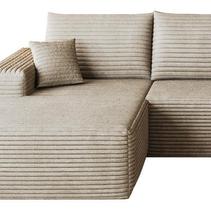 Camel Corduroy Modular L-shaped Sectional Sofa with Chaise for Modern Living Room Comfort