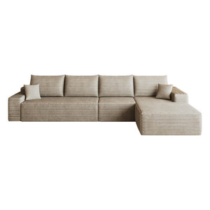 Camel Corduroy Modular L-shaped Sectional Sofa with Chaise for Modern Living Room Comfort