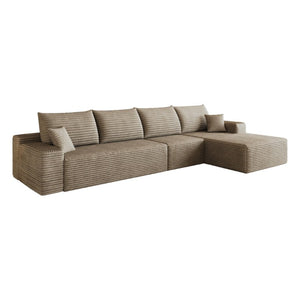 Camel Corduroy Modular L-shaped Sectional Sofa with Chaise for Modern Living Room Comfort