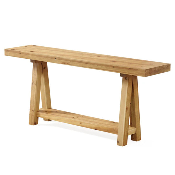 English Elm Hall Console Table Industrial Rustic Two Tier Wood Tone Metal Frame Entryway Sofa T3971P450044