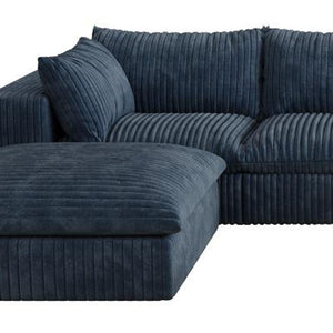 158 Inch Corduroy Sectional Living Room Sofa Set with Ottoman Accent Pillows