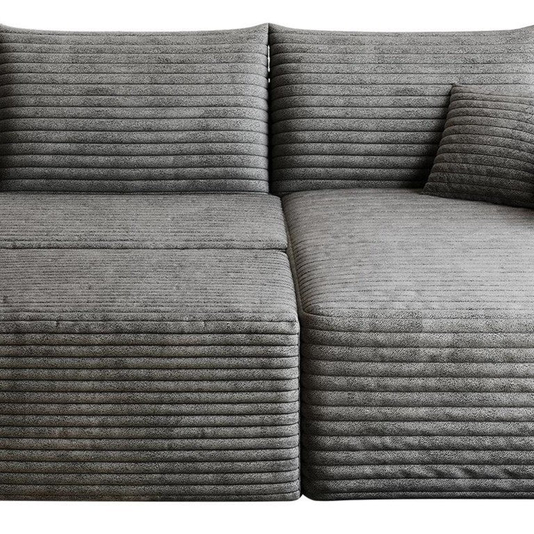 HomeRoots 95 Inch Corduroy Modular Sectional Sofa with Chaise Ottoman and Accent Pillows 762655