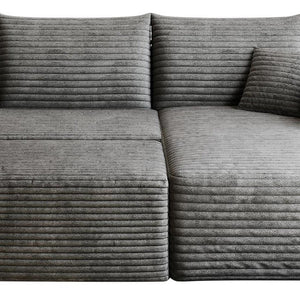 95 Inch Corduroy Modular Sectional Sofa with Chaise Ottoman and Accent Pillows