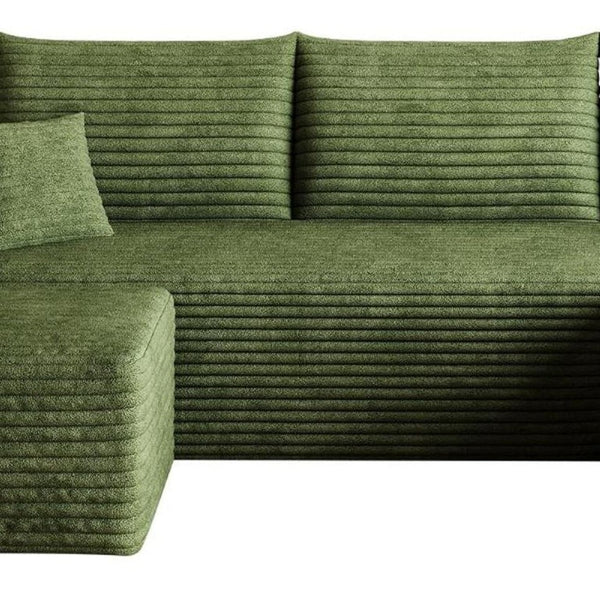 95 Inch Corduroy Modular Sectional with Ottoman and Accent Pillows for Living Room