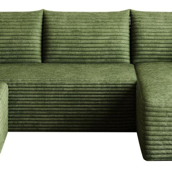 95 Inch Corduroy Modular Sectional with Ottoman and Accent Pillows for Living Room