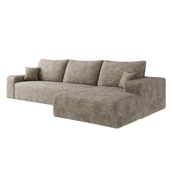 Camel Corduroy Modular L-shaped Sectional Sofa with Chaise for Modern Living Room Comfort
