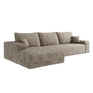 Camel Corduroy Modular L-shaped Sectional Sofa with Chaise for Modern Living Room Comfort