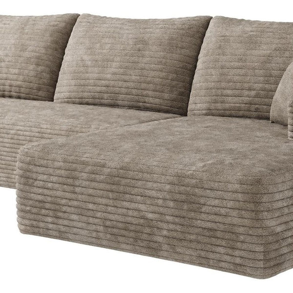 Camel Corduroy Modular L-shaped Sectional Sofa with Chaise for Modern Living Room Comfort