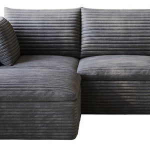 102 Inch Corduroy Modular Sectional Sofa with Ottoman and Toss Pillows for Living Room