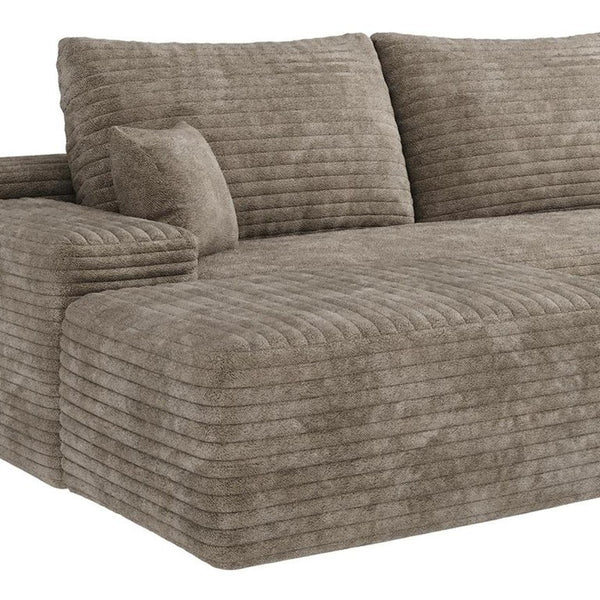 107 Inch Corduroy Modular Sectional Sofa with Chaise Ottoman and Accent Pillows