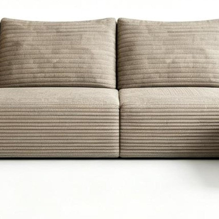 135 Inch Corduroy Sectional Sofa with Ottoman and Pillows for Living Room Comfort