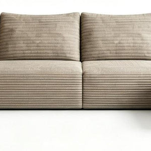 135 Inch Corduroy Sectional Sofa with Ottoman and Pillows for Living Room Comfort