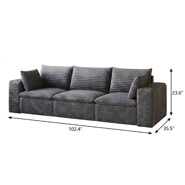 I Need to Create a Common Title for a 102-inch Corduroy Modular Sofa with Toss Pillows.