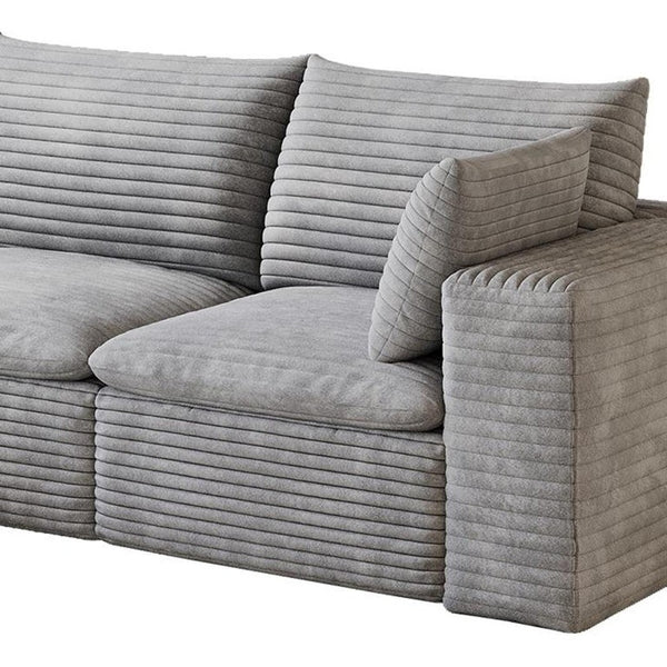 102 Inch Corduroy Modular Sectional Sofa with Ottoman and Toss Pillows for Living Room