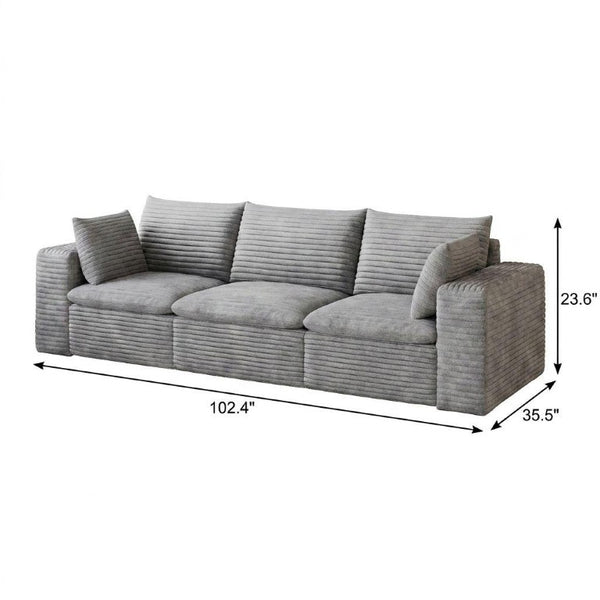 I Need to Create a Common Title for a 102-inch Corduroy Modular Sofa with Toss Pillows.