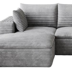 102 Inch Corduroy Modular Sectional Sofa with Ottoman and Toss Pillows for Living Room