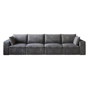 HomeRoots 134 Inch Corduroy Modular Sectional Sofa with Toss Pillows for Cozy Modern Living Rooms Dark Gray 762700