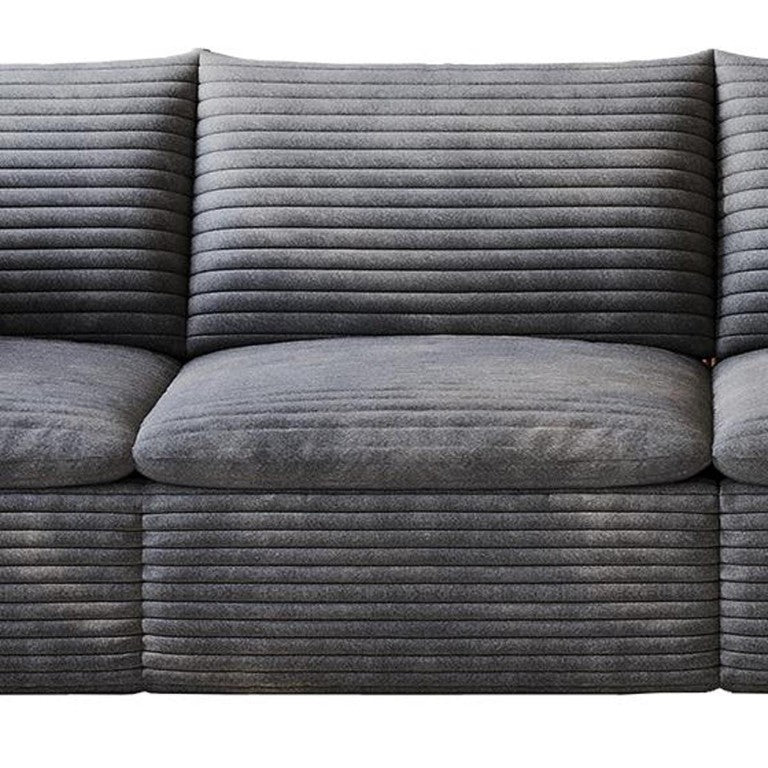 HomeRoots 134 Inch Corduroy Modular Sectional Sofa with Toss Pillows for Cozy Modern Living Rooms Dark Gray 762700