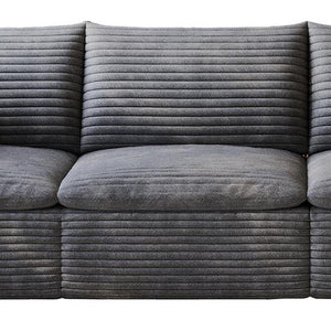 134 Inch Corduroy Modular Sectional Sofa with Toss Pillows for Cozy Modern Living Rooms