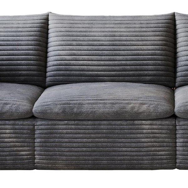 134 Inch Corduroy Modular Sectional Sofa with Toss Pillows for Cozy Modern Living Rooms