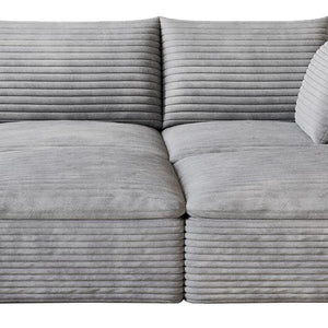 102 Inch Corduroy Modular Sectional Sofa with Ottoman and Toss Pillows for Living Room