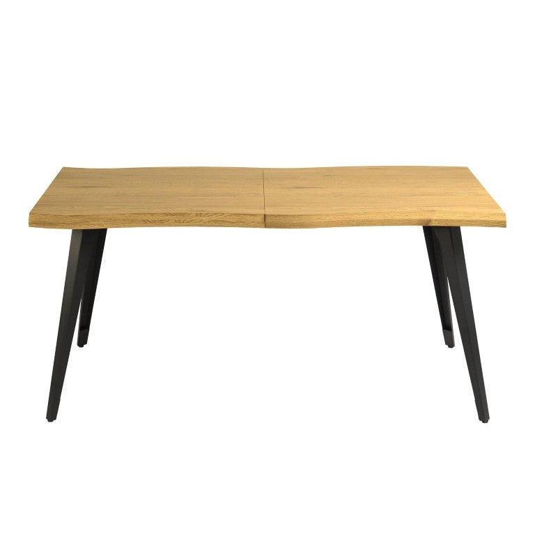 HomeRoots 63 Inch Walnut Iron Base Live Edge Slab Dining Table for Industrial Loft Spaces 762714
