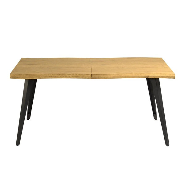 HomeRoots 63 Inch Walnut Iron Base Live Edge Slab Dining Table for Industrial Loft Spaces 762714