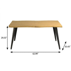 63 Inch Walnut Iron Base Live Edge Slab Dining Table for Industrial Loft Spaces