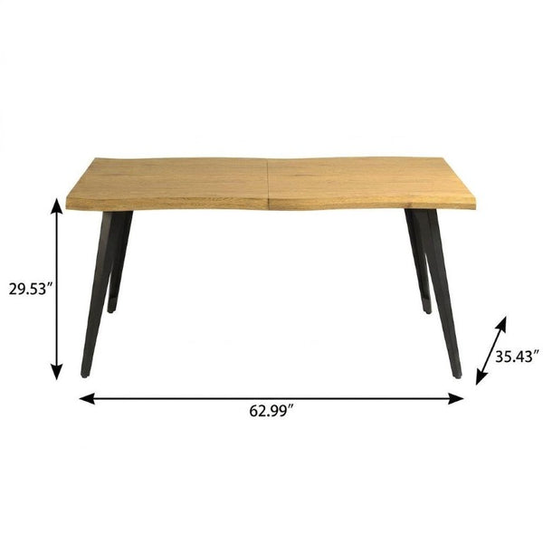 63 Inch Walnut Iron Base Live Edge Slab Dining Table for Industrial Loft Spaces