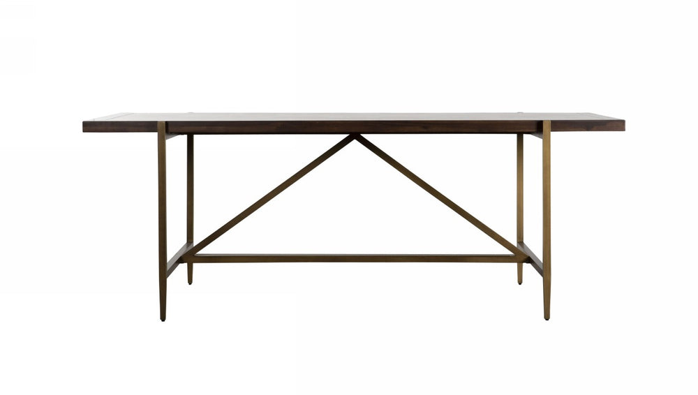 VIG Furniture Shane Acacia & Brass Dining Table - Dark Mango Solid Top, Antique Brass Base, Seats 8, Modern Luxury VGNX-MEMPHIS-20179