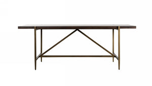 VIG Furniture Shane Acacia & Brass Dining Table - Dark Mango Solid Top, Antique Brass Base, Seats 8, Modern Luxury VGNX-MEMPHIS-20179