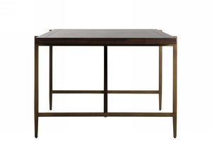 VIG Furniture Shane Acacia & Brass Dining Table - Dark Mango Solid Top, Antique Brass Base, Seats 8, Modern Luxury VGNX-MEMPHIS-20179
