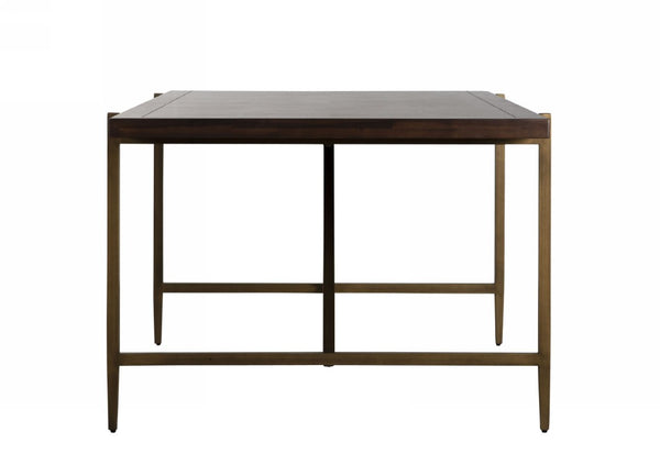 VIG Furniture Shane Acacia & Brass Dining Table - Dark Mango Solid Top, Antique Brass Base, Seats 8, Modern Luxury VGNX-MEMPHIS-20179