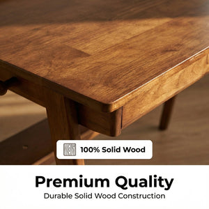 English Elm Solid Wood Writing Desk Mid Century Walnut Finish Two Drawers Shelf and Side Hooks W3204P465630