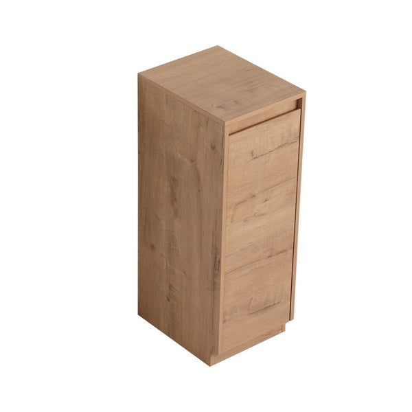 English Elm 12" Slim Freestanding Cabinet Oak Finish Soft Close Door Adjustable Shelves Bathroom W999P406013
