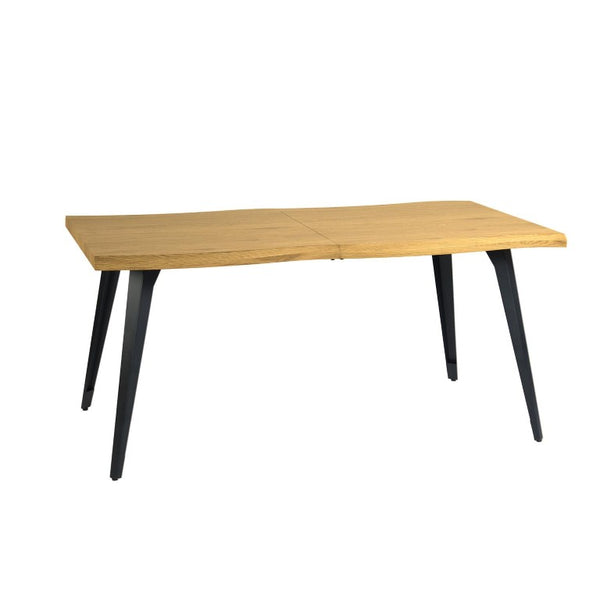 63 Inch Live Edge Dining Table with Natural Wood Slab Top and Steel Base