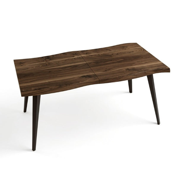 HomeRoots 63 Inch Wood and Iron Dining Table Industrial Farmhouse Style Seats Six for Modern Rooms Walnut 762811