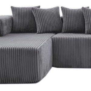 Corduroy U-shaped Sectional Sofa with Built-in Console Accent Pillows for Living Room
