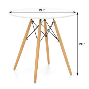 32 Inch Round Dining Table Solid Wood Top with Steel Base for Small Spaces