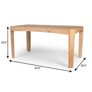 63 Inch Solid Wood Dining Table Seats Six for Modern Farmhouse Kitchen Centerpiece