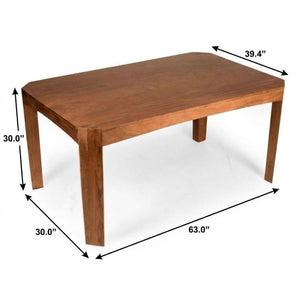 63 Inch Solid Wood Dining Table Seats Six for Modern Farmhouse Kitchen Centerpiece